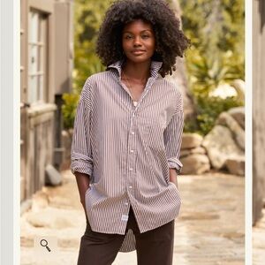 Frank & Eileen Shirley oversized Brown Striped Button-Up Shirt